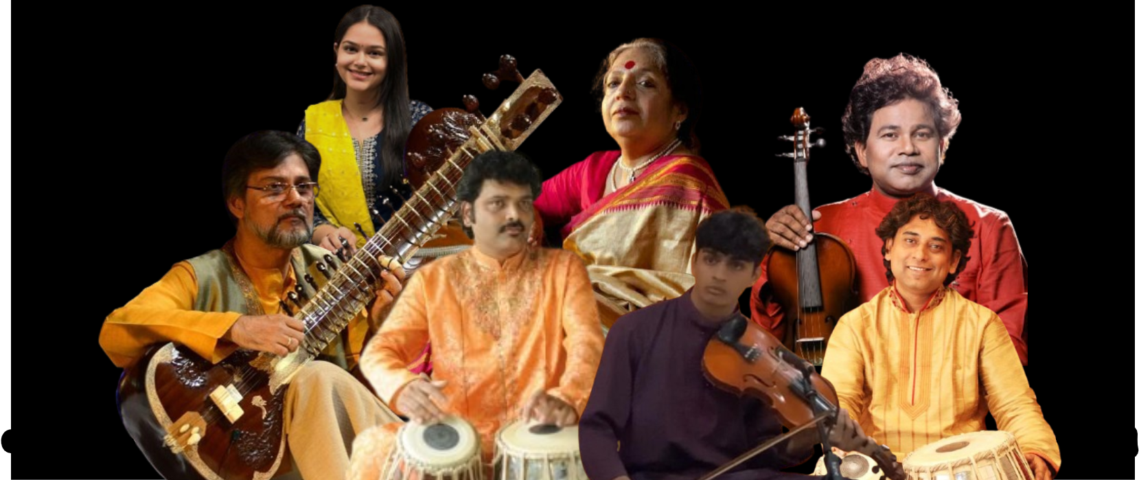 Swara Sangam musicians ensemble with traditional Indian instruments
